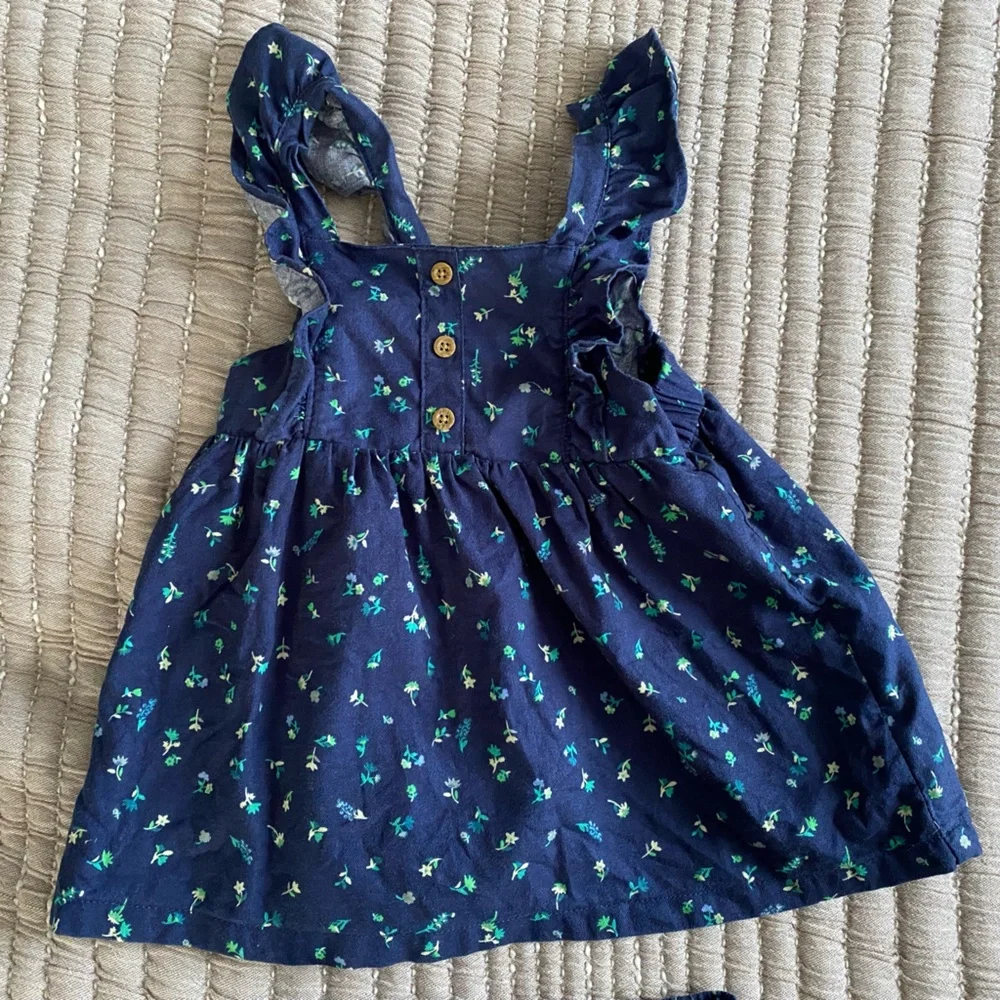 Carter's- 100% cotton toddler 3T Navy Floral matching Set floral button ruffle